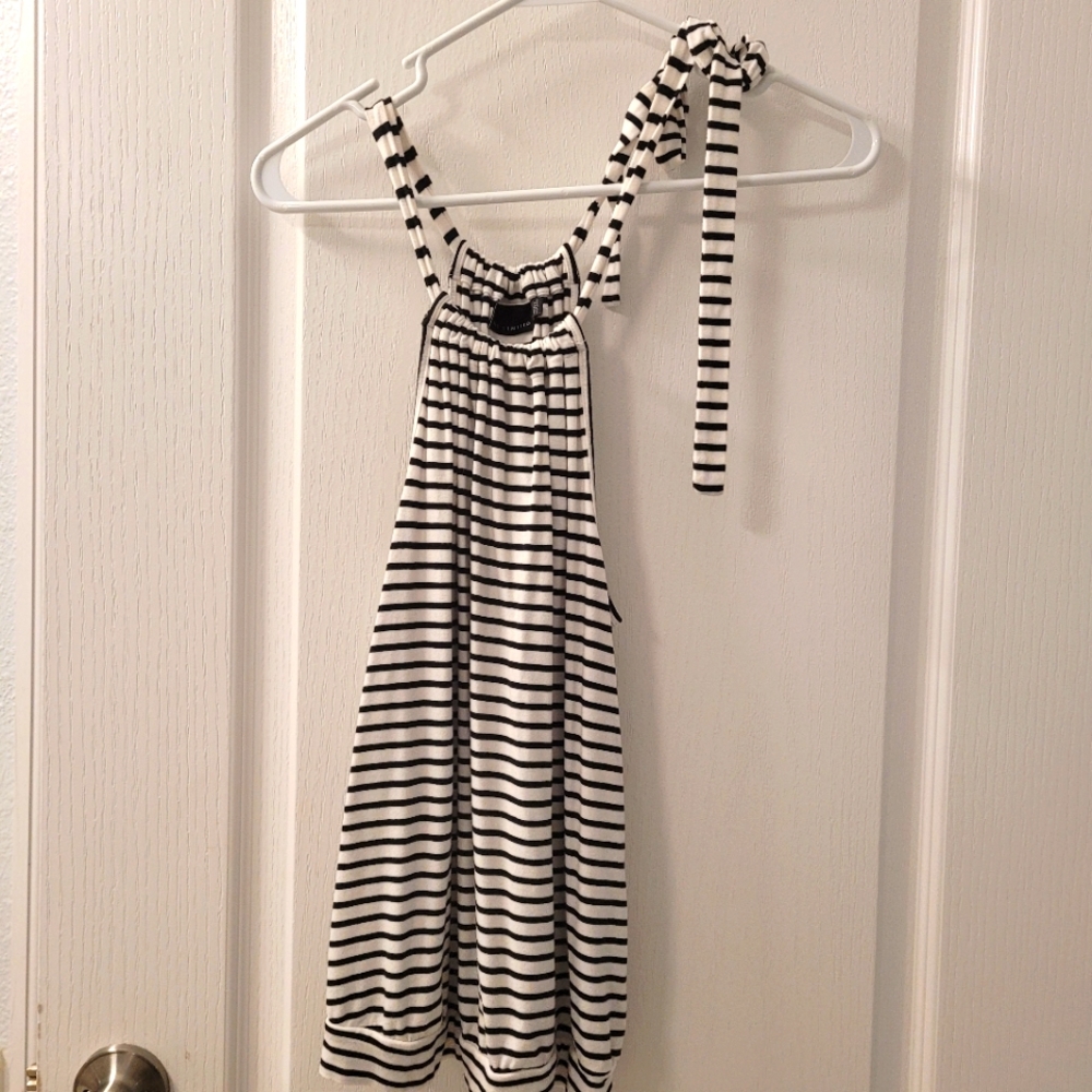 Striped tie shoulder top